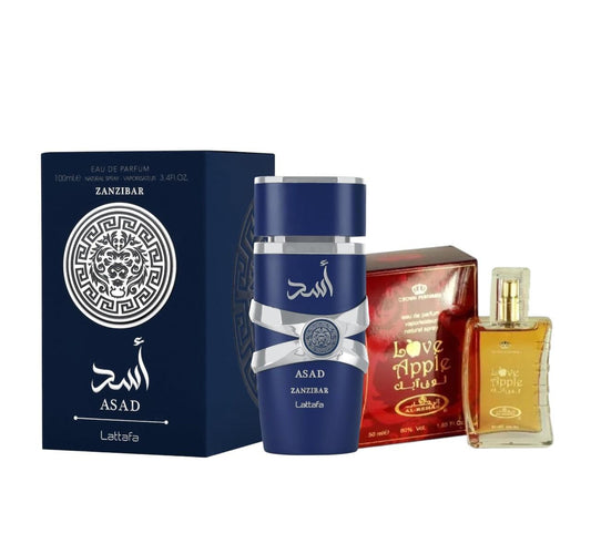 Pack of Asad Zanzibar and Love Apple Perfume
