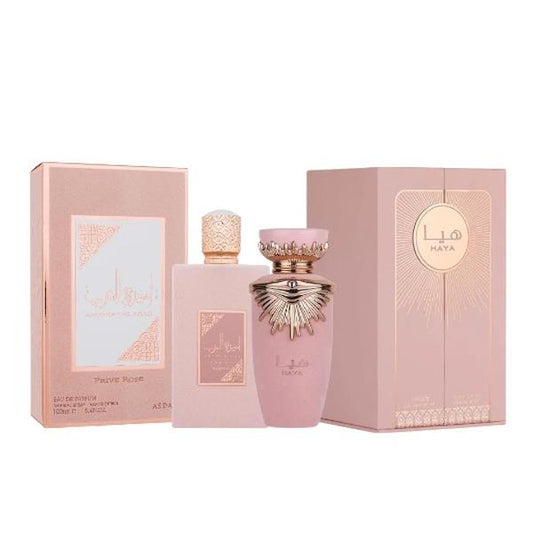 Pack of Asdaaf Ameerat Al Arab Prive Rose and Haya Spray