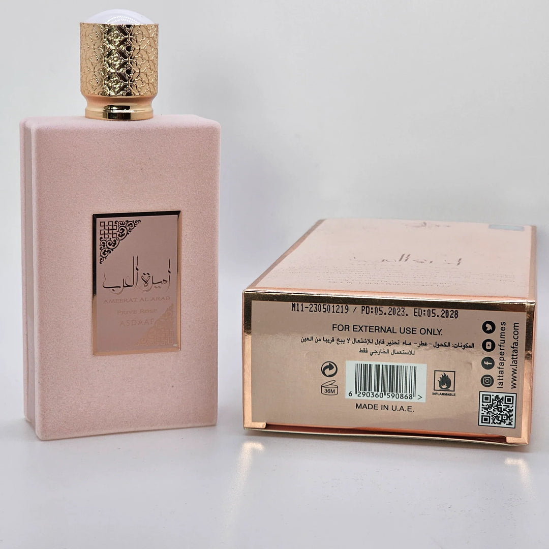 Lattafa Asdaaf Ameerat Al Arab Prive Rose Eau de Parfum Spray for Women, 3.4 Ounce