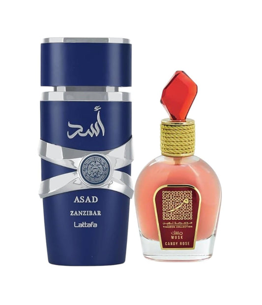 Asad Zanzibar and Musk Candy Rose EDP