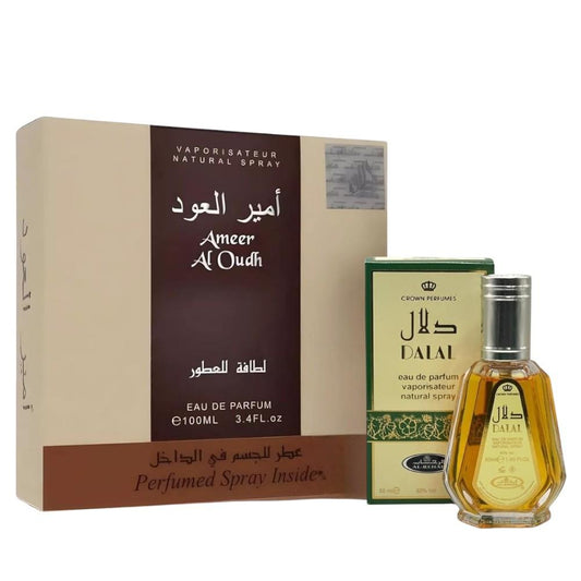 Pack of Ameer Al Oudh and Dalal perfume.