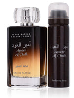 Load image into Gallery viewer, Lattafa Ameer Al Oudh 2 piece set for Unisex (3.4 Ounce Eau de Parfum Spray + 1.7 Ounce Deodorant Spray)
