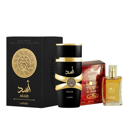 Pack of Lattafa Perfumes Asad and Love Apple Perfume