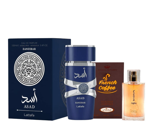 Pack of Asad Zanzibar and French Coffee Perfume.