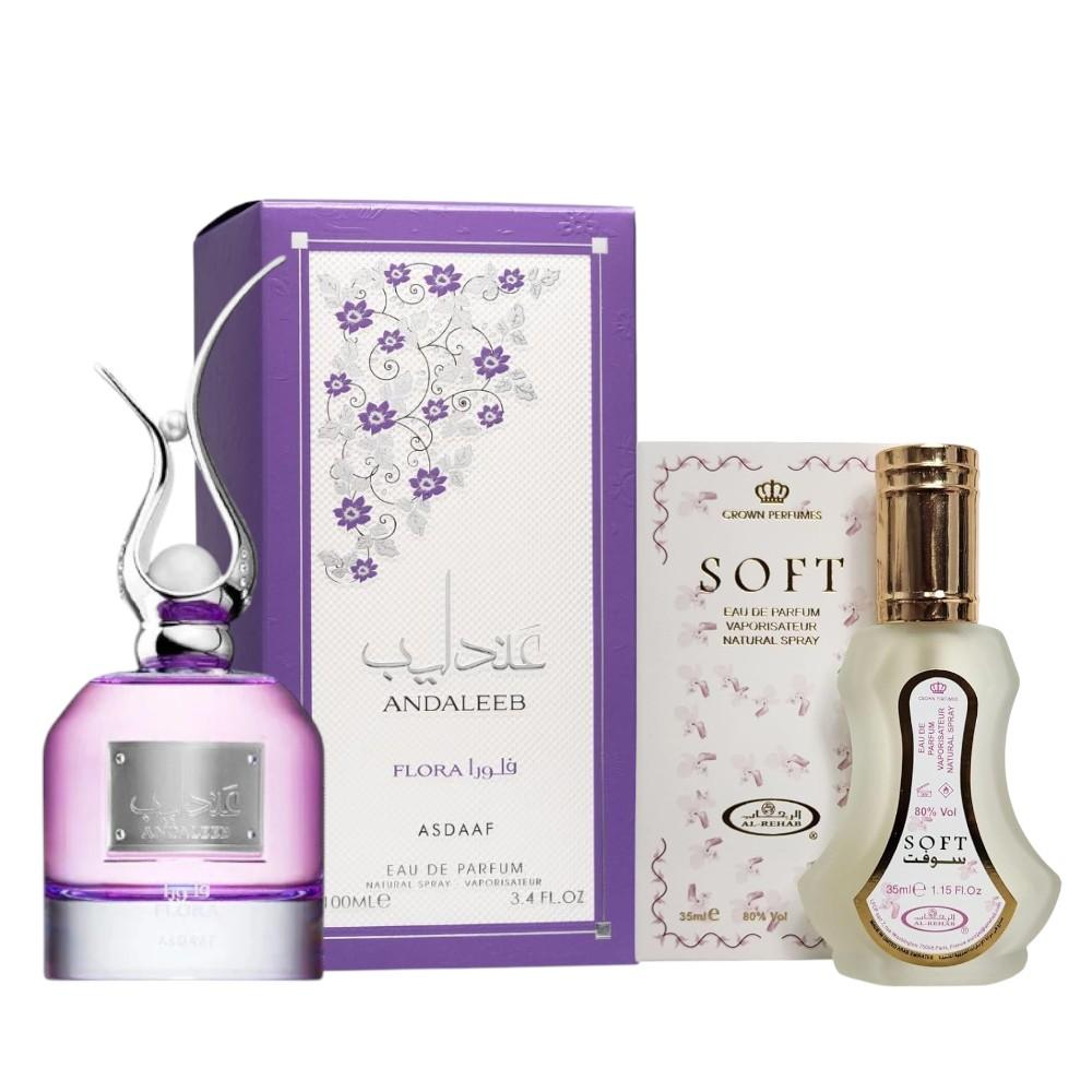 Pack of Asdaaf Andaleeb Flora EDP and Soft perfume
