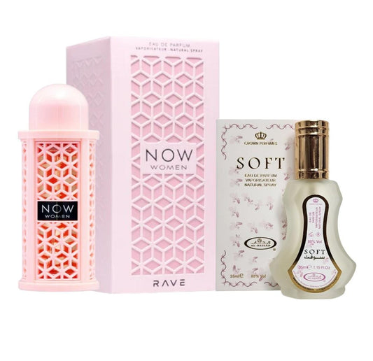 Pack of Rave Now Eau de Parfum Spray and Soft perfume