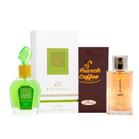 Pack of Thameen Collection Musk Wild Vanille and French Coffee Perfume.